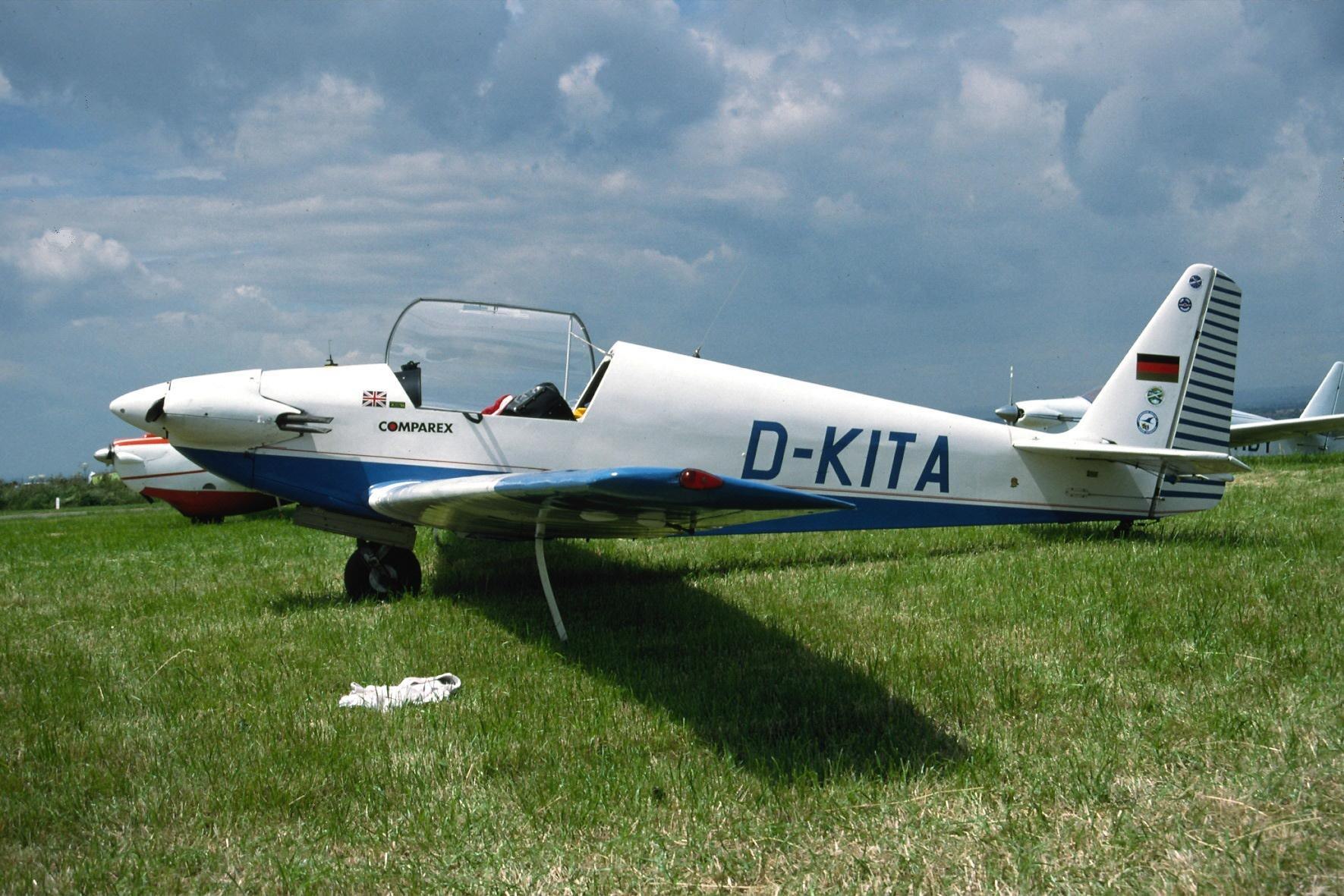 D-KITA, blue and white, Comparex sponsor livery, at Wroughton