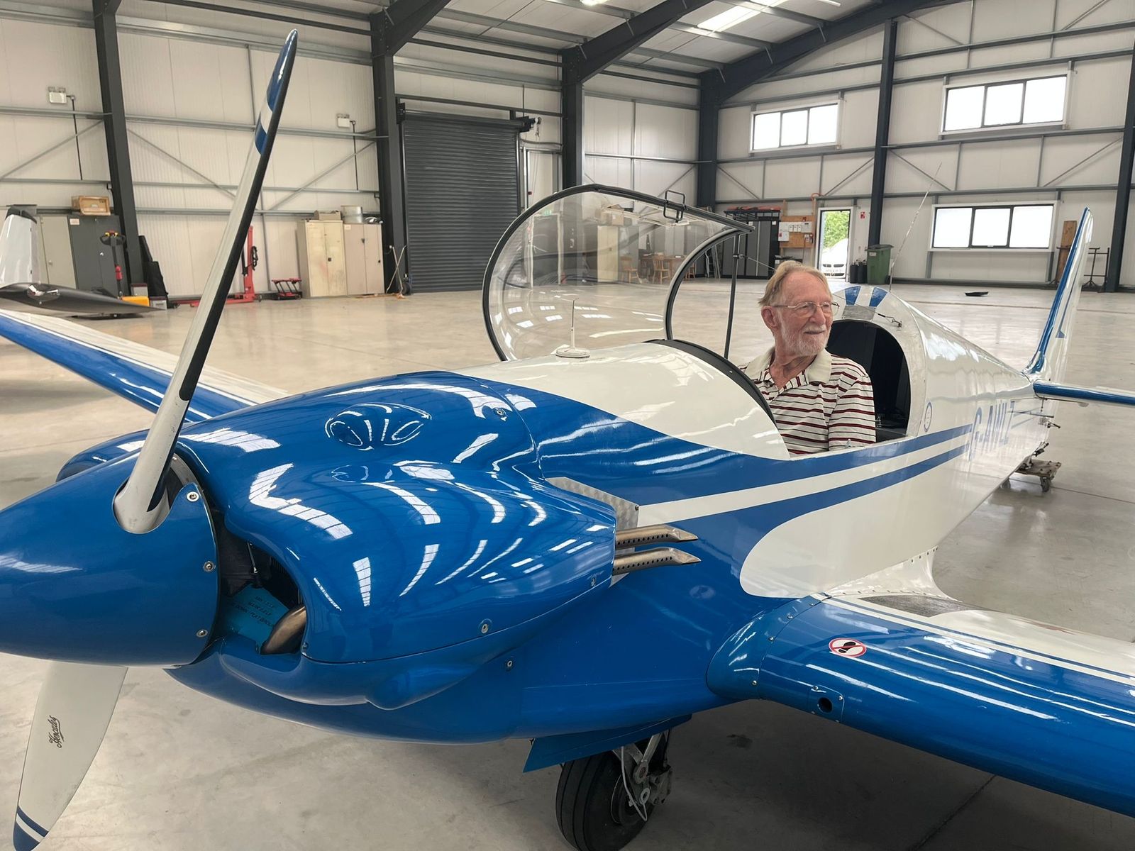 G-AWLZ · in the hangar