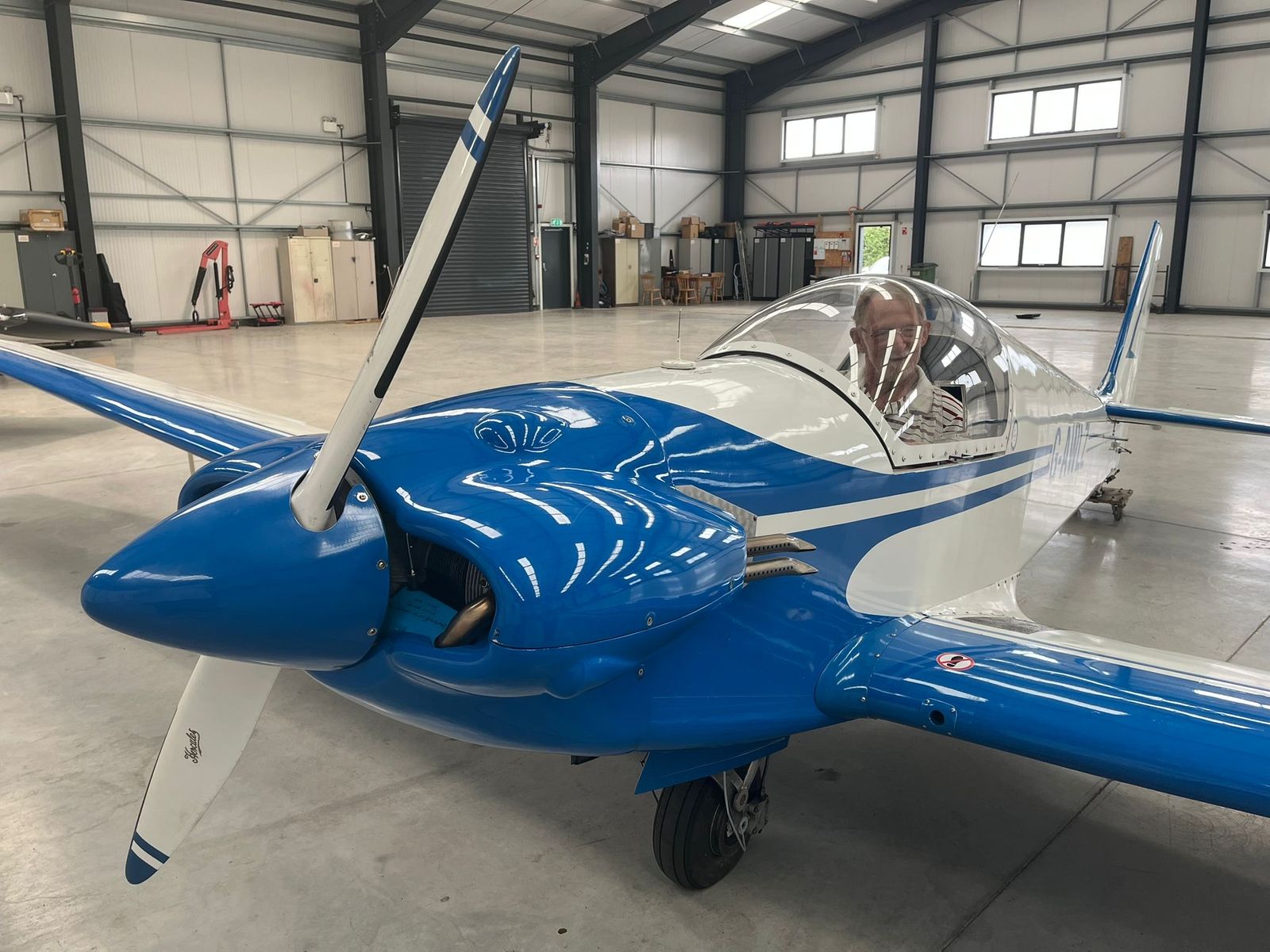 G-AWLZ · in the hangar
