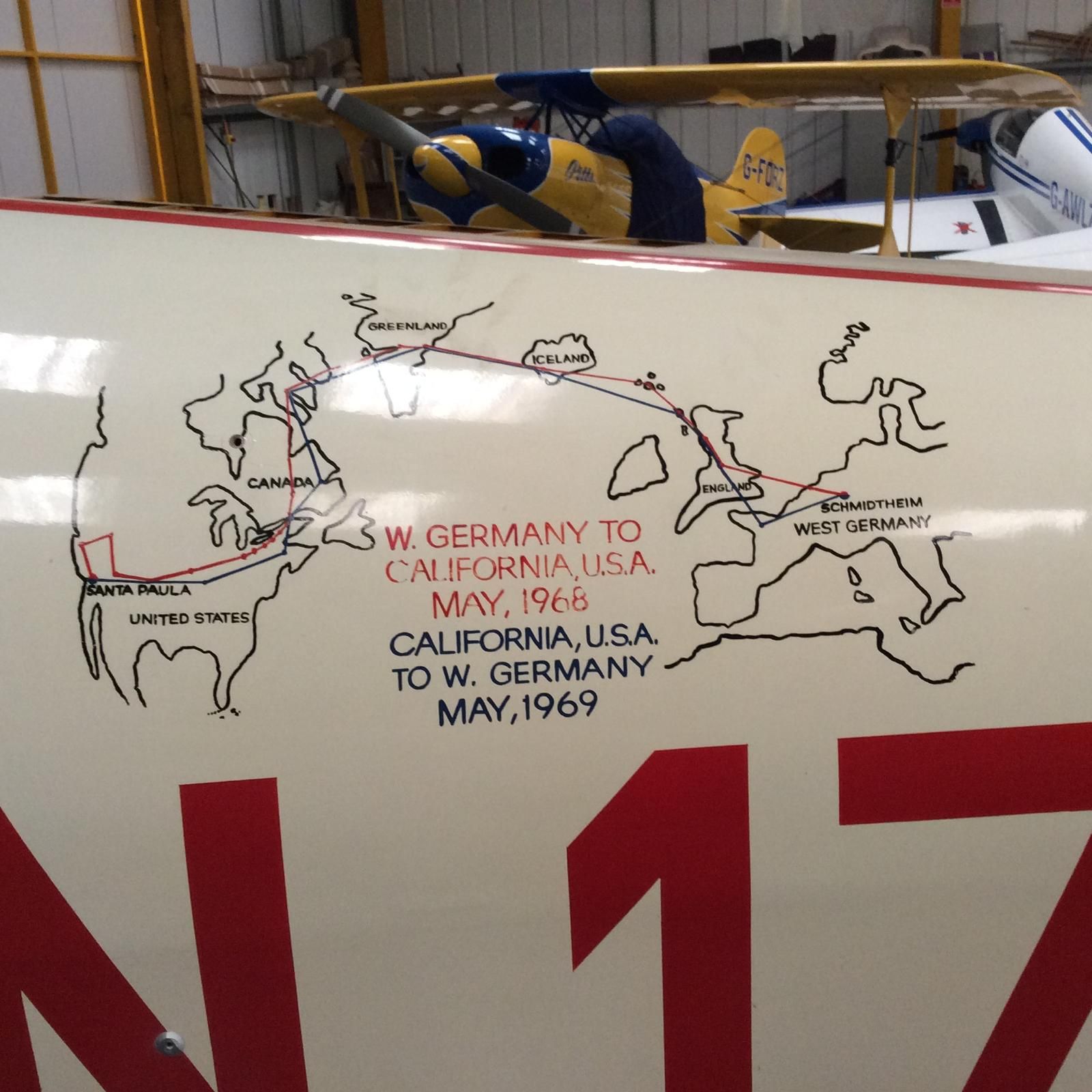 N1700 · route decal, West Germany–California 1968/69, arriving at Tiger Airways 2015