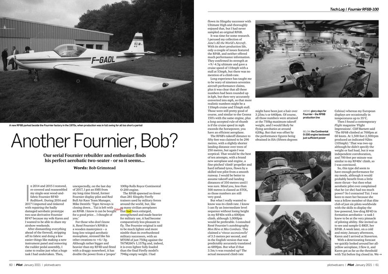 Another Fournier, Bob? Pilot January 2021