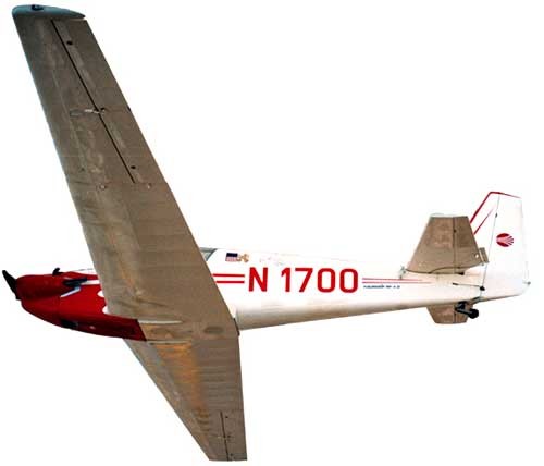N1700 photographed from below, restored, showing the wing and tail