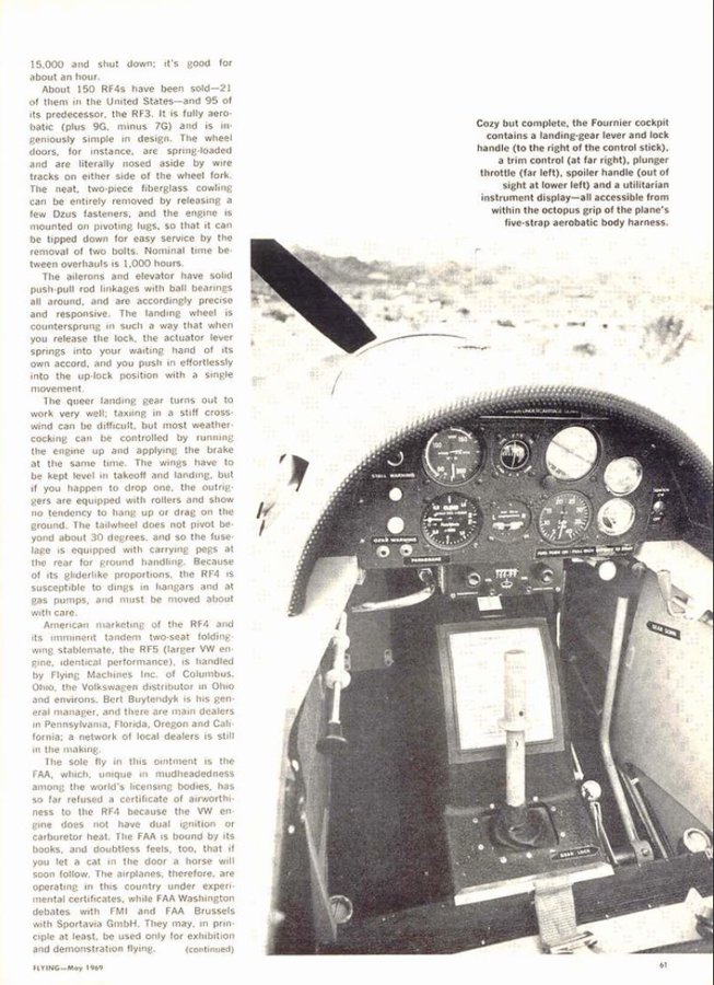 RF4D pilot report, FLYING magazine, 1969, cockpit and gear detail
