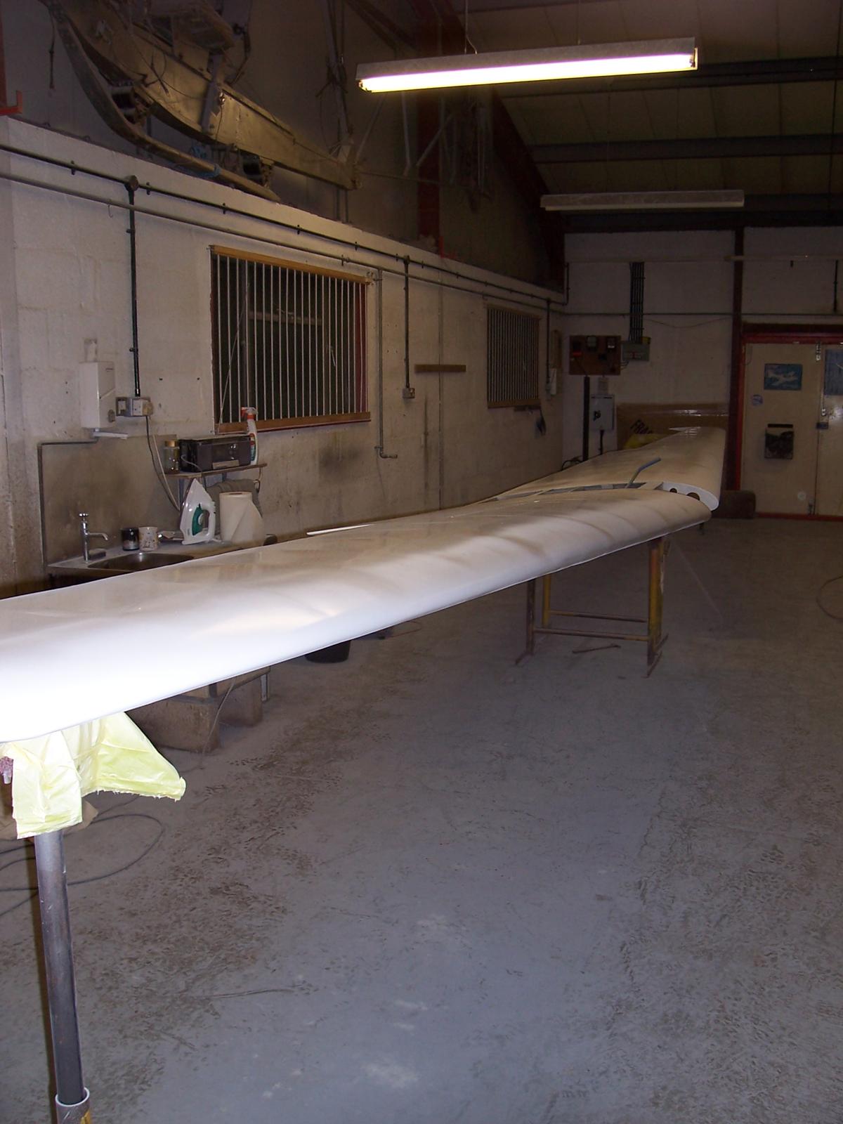 G-AWLZ wing during covering, unpainted