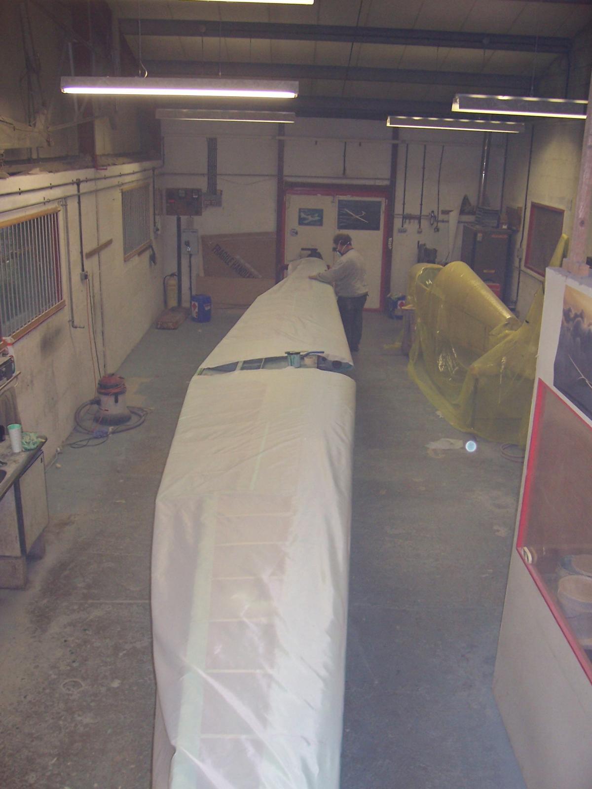 G-AWLZ wing being finished, workshop overview