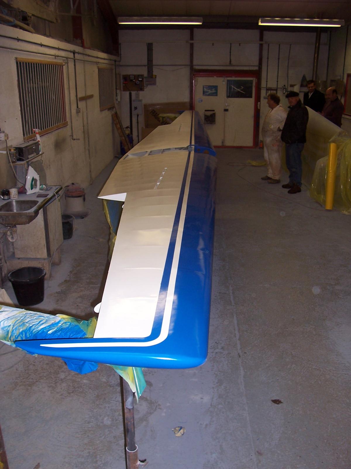 G-AWLZ finished wingtip in blue and white